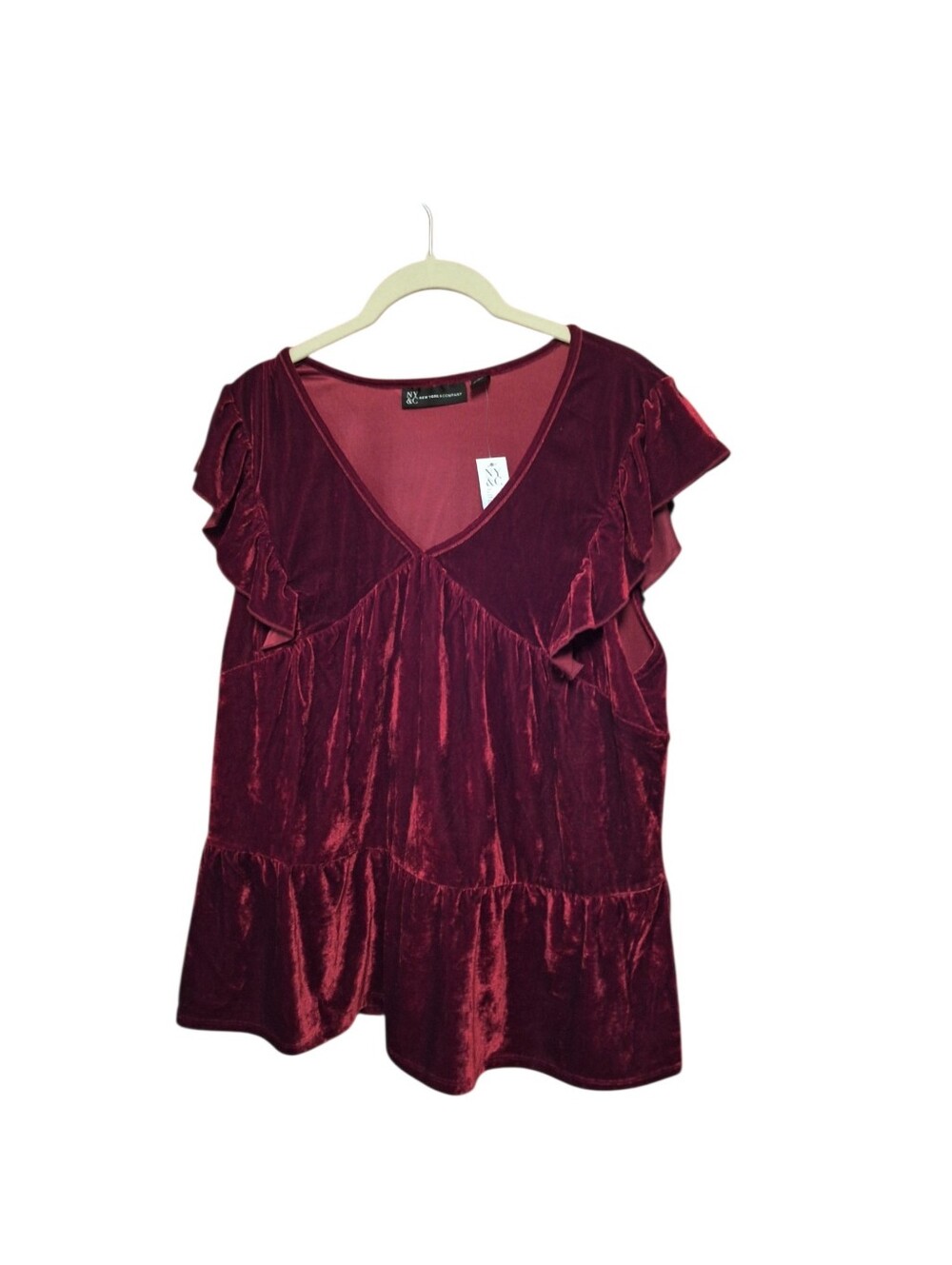 NY & Co Burgundy Velvet Bohemian Sleeveless Top Ladies Large NWT Festive Holiday - Picture 2 of 4